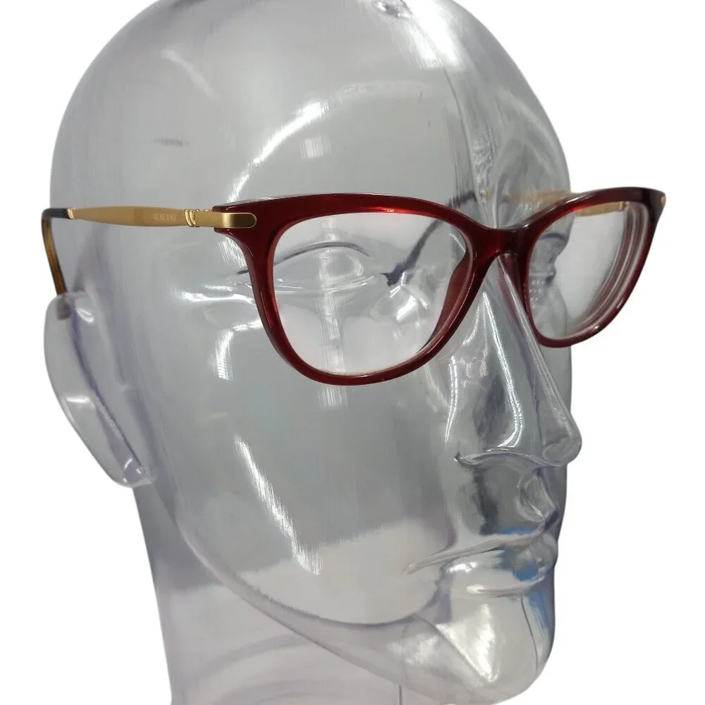 Ralph Ralph Lauren 7098 Red Gold Cateye Glasses Eyeglasses 54-17-140 Full Rim